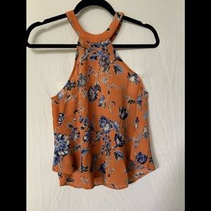 Orange floral flowy top